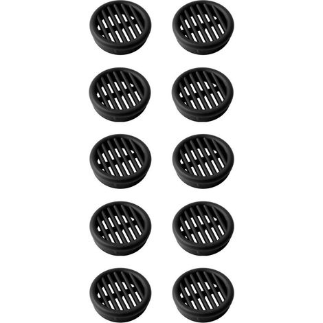 Cyclingcolors – Grille d'aération ronde en plastique 10x – Diamètre d'encastrement 35mm – Hauteur 11,5mm – Ventilation plafond et mur – Noir (1/2)
