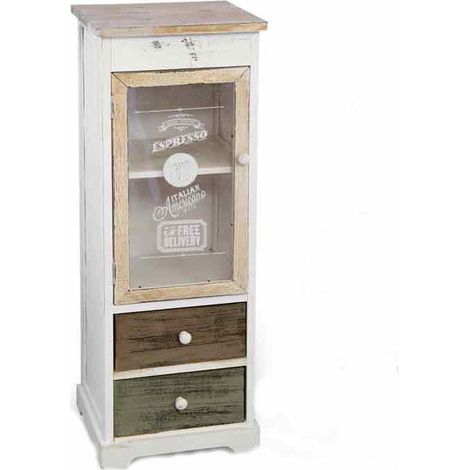 Mobile madia anticato con cassetti vetrina cm 33 x 29 x 104 h (1/4)
