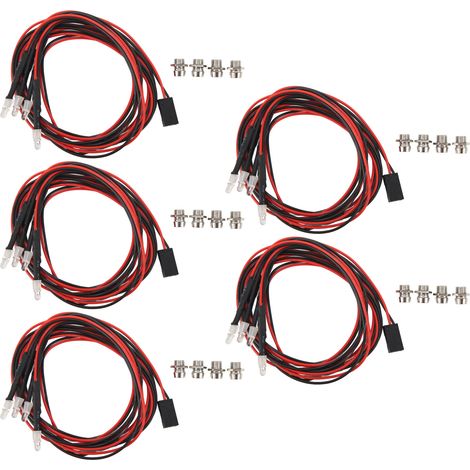 5-teiliges LED-Frontleuchten-Reparaturset für ferngesteuerte Fahrzeuge (7,4 V, 3 mm, weiß/rot, silikonbeständig) (1/5)