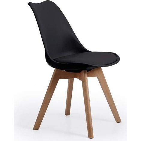 Lot de 4 chaise de salle à manger coloris noir , Largeur 48 cm x Profondeur 54 cm x hauteur 84 cm - JUANIO (1/2)