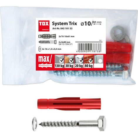 TOX Kit de montage Système Trix 10x61 mm 50 pièces