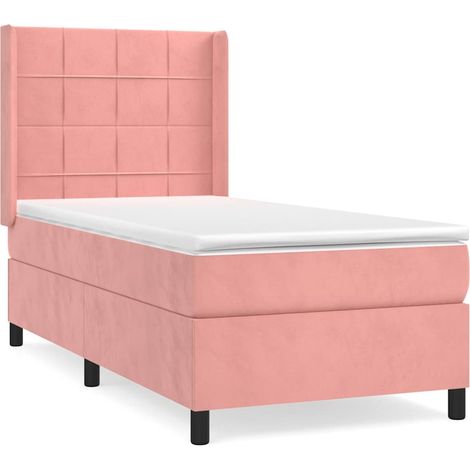 Maison Exclusive - Cama box spring con colchón terciopelo rosa 90 (1/5)
