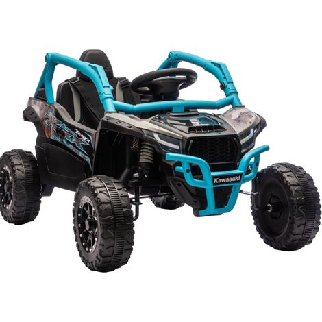 Veicolo elettrico per bambini 12V Kawasaki Teryx KRX 1000 blu con telecomando (1/5)