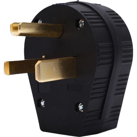 NEMA 6-50P 50A 3-pin receptacle, PA66 brass contacts, right-angle blade for US range dryer generator (1/5)