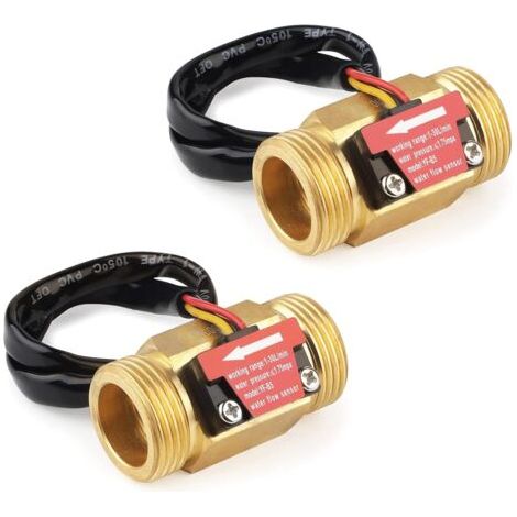2 Pièces G3/4 Capteur de Débit d'eau, Capteur de Débit D'eau 3/4'' Débitmètre, Capteur de Débit d'eau à Effet Hall Commutateur de Débit D'eau Débitmètre Eau, 1-30L/Min (1/5)