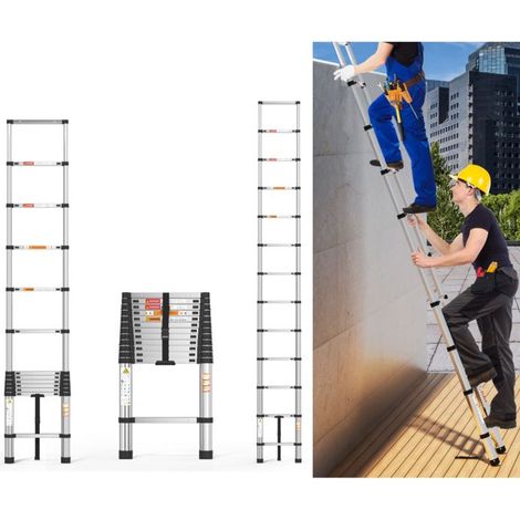 Scala retrattile robusta di 3,8 metri - scala retrattile - scala multifunzionale, carico massimo: 150 kg