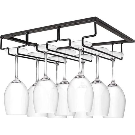 Porte-gobelet à vin en acier inoxydable à 3 niveaux Décor de table pour bar ou cuisine Noir (1/4)