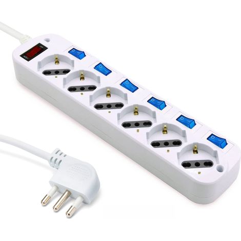Multiprise électrique 6 Places 10/16 A bipas Schuko (1/5)