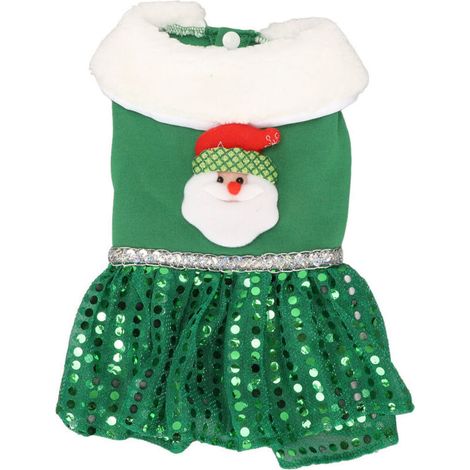 Robe de Noël pour animaux de compagnie, douce, respirante, chaude, mignonne, à la mode, vêtements de fête pour chiens de petite et moyenne taille, vert L