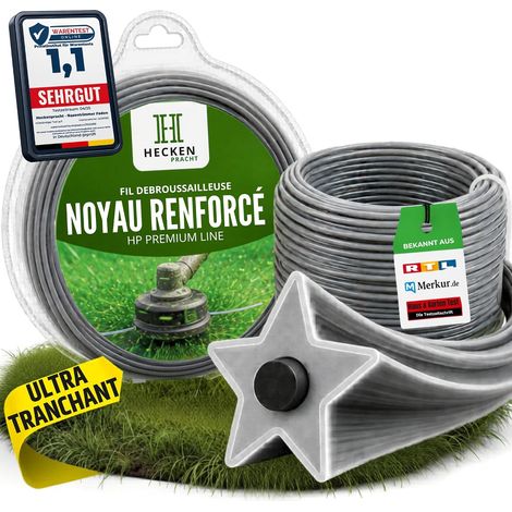 Fil débroussailleuse avec noyau renforcé 3mm x 50m profil étoile extrêmement tranchant fil pour débroussailleuse fil pour rotofil (1/5)