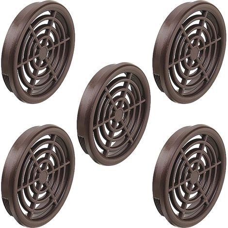 Cyclingcolors – Lot de 5 grilles de ventilation aération ronde en plastique diamètre 43mm – Hauteur 7mm – Cache protection pour plafond et mur – Marron foncé (1/3)