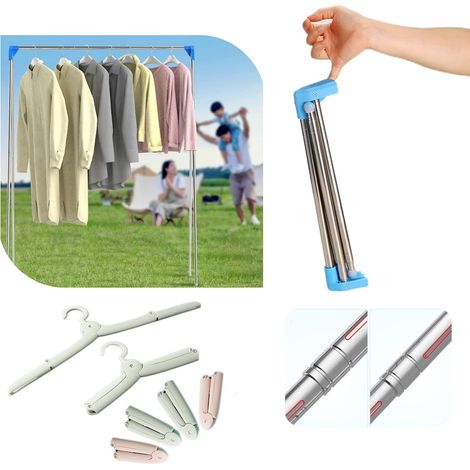 Mini étendoir à vêtements de voyage portable, facile à plier, pour linge, voyage, camping, chambre d'hôtel, danse, intérieur et extérieur (pliage facile amélioré),32cm (1/5)