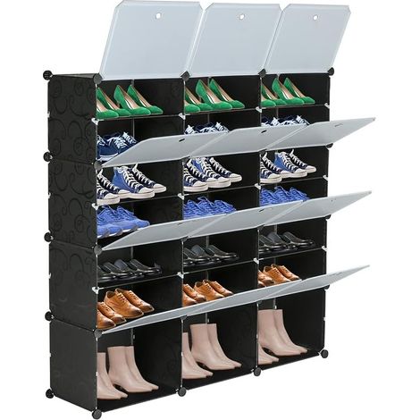Étagère à chaussures portable à 7 niveaux, 42 paires, 21 grilles, étagère de tour, meuble de rangement extensible pour talons, bottes, pantoufles, noir