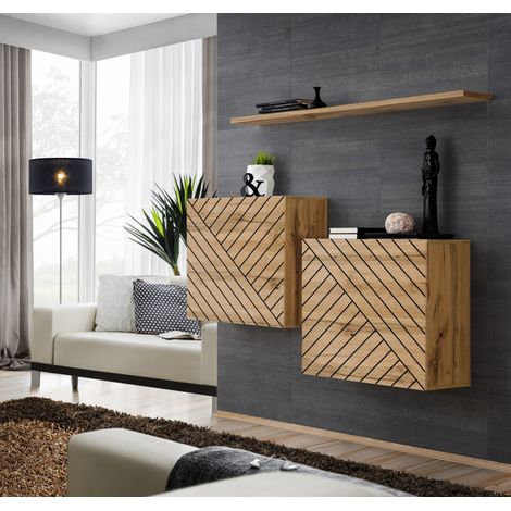 Ensemble de 3 meubles muraux "Switch buffet I" - Beige - L 130 x H 110 x P 30 cm - Livraison gratuite