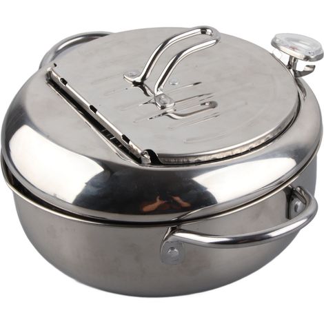 Mini poêle en acier inoxydable avec thermomètre - Style japonais, compatible avec les plaques à induction (20 cm)