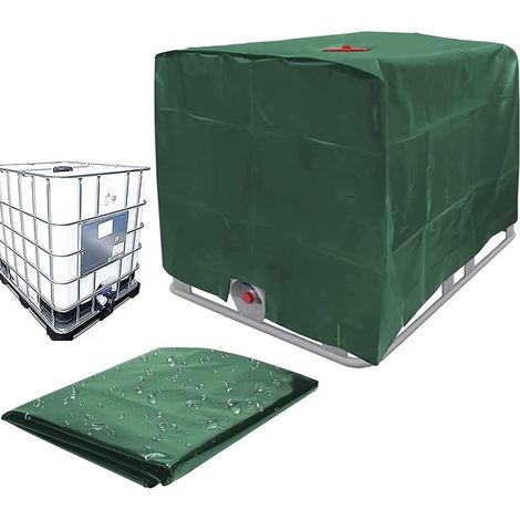 Housse de radiateur pour réservoir d'eau extérieur IBC de 1000 litres - étanche à l'eau et à la poussière - tissu Oxford - protection solaire - outils d'extérieur - vert (1/5)