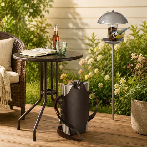 Ensemble de décoration de jardin (3 pièces) – Mangeoire à oiseaux sur tige, table de jardin ronde et jardinière en métal XXL (1/5)