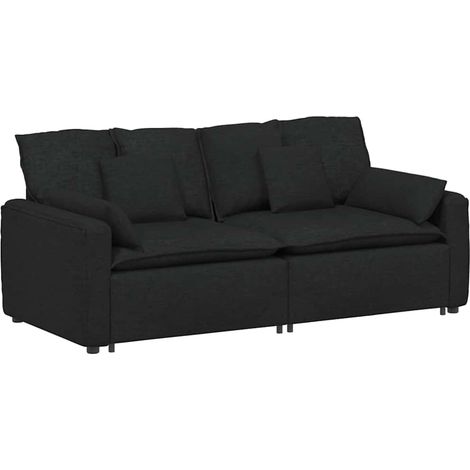 Divani da Giardino Divano Modulare con Cuscini Nero (1/5)