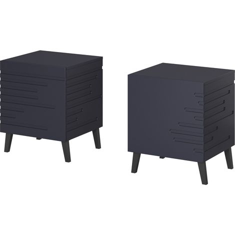 Table de chevet Set de 2x NOVAK 44x52x40 cm avec tiroir Bleu marine (1/4)