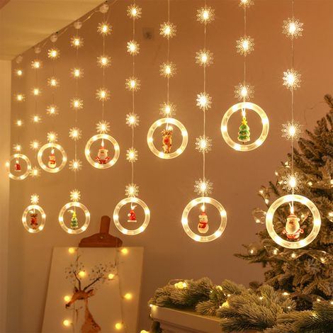 Rideau lumineux LED, thème Noël, pour fêtes, mariages, fenêtres, arbres et décorations saisonnières.-AquaForge (1/5)