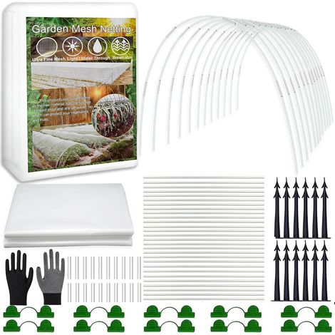 30 pièces arceaux de tunnel de plantation, 2,5 x 15 m filet anti-insectes, tunnel de film pour plate-bande surélevée, filet à légumes de jardin, filet de protection des plantes, filet pour plantes (1/5)