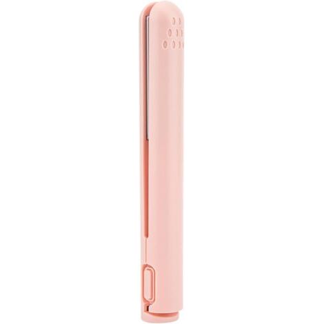 QORVA-Fer à Lisser et Boucler Portable 2 en 1, Chauffage Céramique, Alimentation USB, Lisseur Voyage pour Cheveux (Rose)