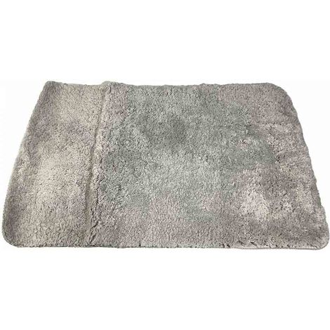 Tappeto da bagno 45x70 cm antiscivolo tappetino morbido assorbente pelo lungo lavabile Grigio (1/4)