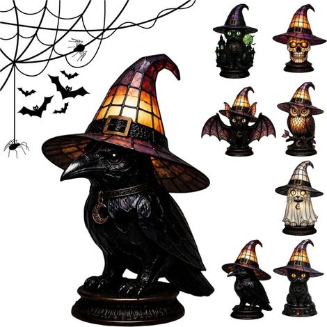 Irovami Lampe chapeau sorcière – gothique Halloween, veilleuse USB, lueur chaude (1/5)