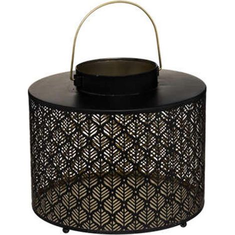Lanterne en Métal Ajouré "Palm" 25cm Noir