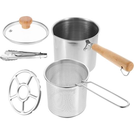Friteuse Profonde Inoxydable avec Panier et Pince Casserole Polyvalente pour Cuisine Familiale Anti-déformation et Antidérapante Complet pour Friture Maison