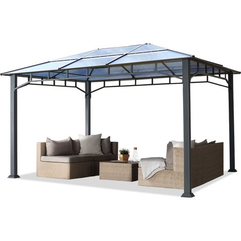 TOOLPORT Garden pavilion 3x4 m aluminium polycarbonate roof poles approx. 8 mm pavilion garden tent without side parts (1/5)