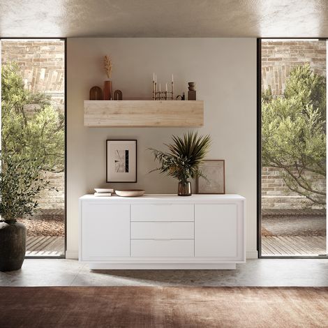 Buffet/bahut moderne 180 cm laqué blanc mat Rosine