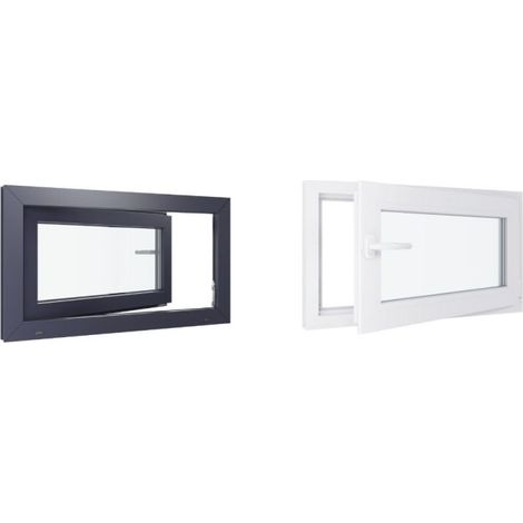 Finestra in PVC - Triplo vetro - Bicolore - Bianco e grigio - 900 mmx500 mm cm