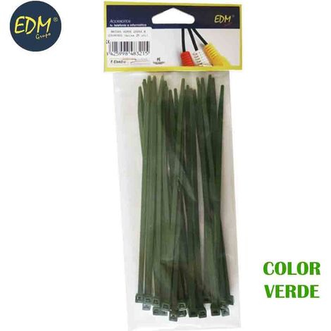 Fascette fermacavi EDM verdi 150x3,5 mm in nylon di alta qualità (blister da 25 unità)