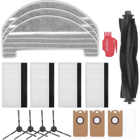 Pour aspirateur robot M8 PRO, kit d'accessoires, lot de 1 brosse principale, 4 brosses latérales, 4 filtres, 3 serpillières, 3 sacs à poussière, 1 brosse de nettoyage (1/5)