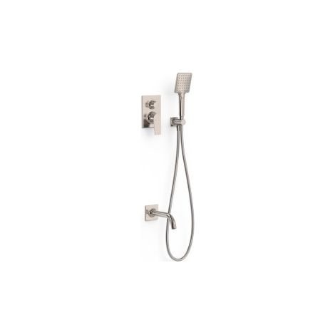 Kit mitigeur encastré 2 voies Rapid‑box pour baignoire et douche Project Acier - TRES 22138007AC