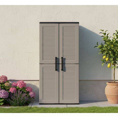 Dmora Armario para exteriores o interiores multiusos, estantes de polipropileno de 2 puertas y 3 ajustables, 100% Made in Italy, 68x37h163 cm, color gris, con embalaje reforzado
