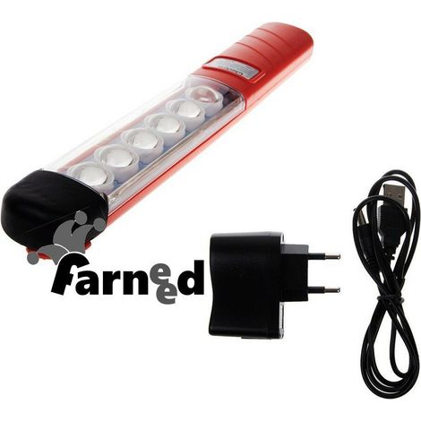 TORCIA LUCE LAMPADA LAVORO PORTATILE RICARICABILE CAMPEGGIO 6500K 12V 6LED