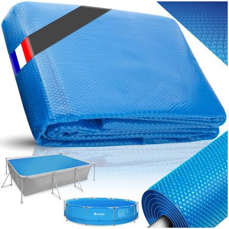 Couverture de piscine - - Bâche de piscine rectangulaire en polyéthylène avec film solaire auto-flottant 366 x 732 cm - Bleu (1/5)
