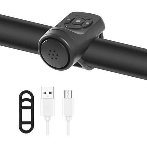 Sonnette de Vélo Électique, Klaxon de Vélo Électique 120dB Alame de Klaxon Électonique Adultes IPX4 Klaxon Étanche pou Vélo 4 Modes de Sonneie echageable USB pou Vélo de oute VTT (1/4)