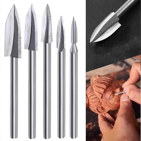 Ensemble de 5 forets rotatifs pour sculpture sur bois avec poignée de 3 mm (1/8") (1/4)