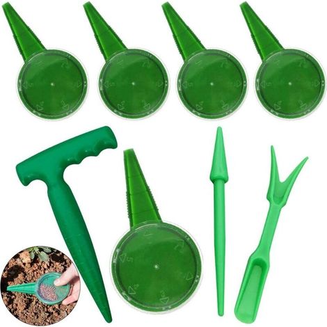 Semoir pour Outils de Jardin Facile à Utiliser Semoir Mini Outils de Jardinage pour Semis à Main Ameublissement Creuser Graine Planteur Outil Kit Semoir Outils de Jardinage (8 Pièces, Vert) (1/5)