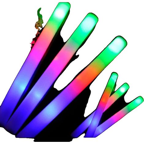 Bastoncini LED in schiuma, effetti luminosi RGB colorati, perfetti per feste ed eventi, 30 bastoncini in schiuma, 1600900700MM-b (1/2)