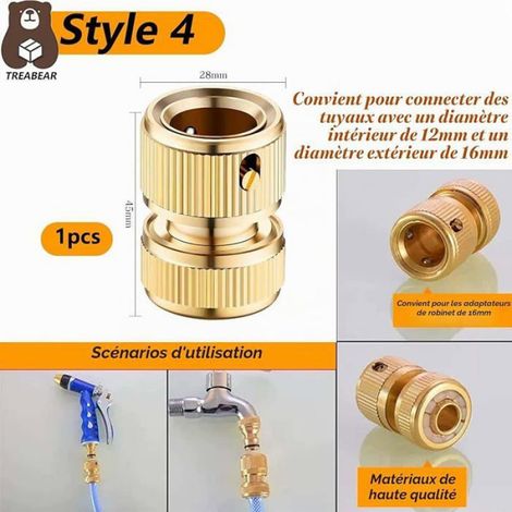 Adaptateur Robinet - 4 Pièces - Raccords 15/21 mm et 20/27 mm - Filetages 22/24 mm et 1/2 Pouces - Pour Robinets Cuisine Jardin Nettoyage Auto - Lot de 4 (1/5)