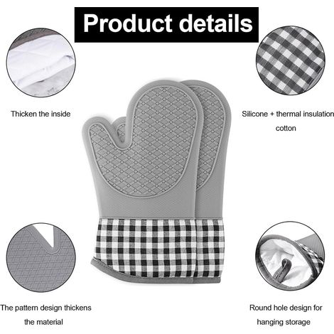 Paar Küchenhandschuhe, professionelle Küchenhandschuhe, Silikon-Küchenhandschuhe, Baumwoll-Küchenhandschuhe, hitzebeständig zum Grillen, zum Kochen.