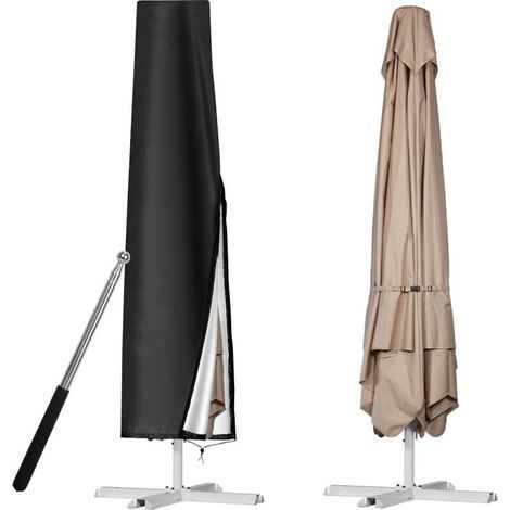 Housse de Parasol pour Parasol Droit Ø 1-3m, 210D Oxford-Tissu Bache de Protection Exterieur avec Tige, Imperméable Anti-UV Housses pour Parasols de Jardin Plage Balcon, 190 x 30/50CM (1/4)