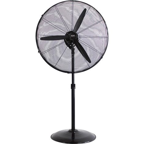 VENTILADOR DE PIE INDUSTRIAL, OSCILANTE. CON BASE CIRCULAR. COLOR NEGRO. POTENCIA: 180W ASPAS: Ø60cm. ALTURA REGULABLE 117-156cm EDM