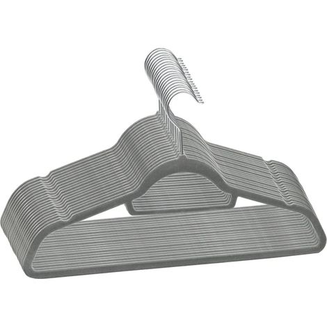 20 pcs Clothes Hanger Set Anti-slip Grey Velvet vidaXL
