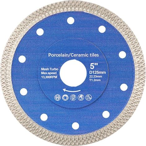 Lame de scie durable pour la coupe de carrelage, marbre, dalles de pierre et granit, 125 x 22,23 mm (1/5)