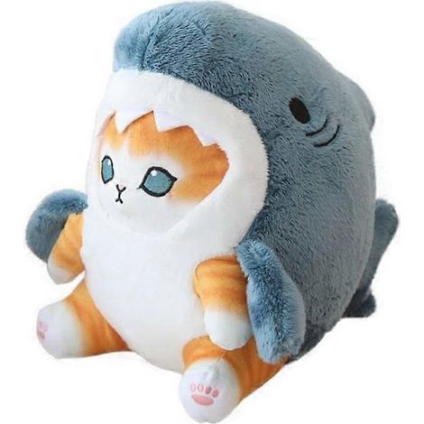 Plüsch-Hai-Katze, niedliches Plüsch-Hai-Kissen mit gebratenen Garnelen, Kawaii-Hai-Katze, Plüschkissen für Kindergeburtstage für Jungen und Mädchen (20 cm) (1/5)